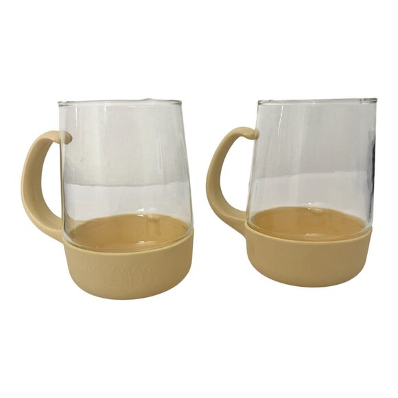 1982 McDonald’s Pyrex Mugs Set 2 Corning Beige Handle Vintage Coffee Glass Cups - Picture 2 of 12
